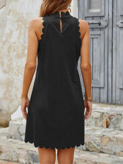 Mock Neck Sleeveless Mini Dress