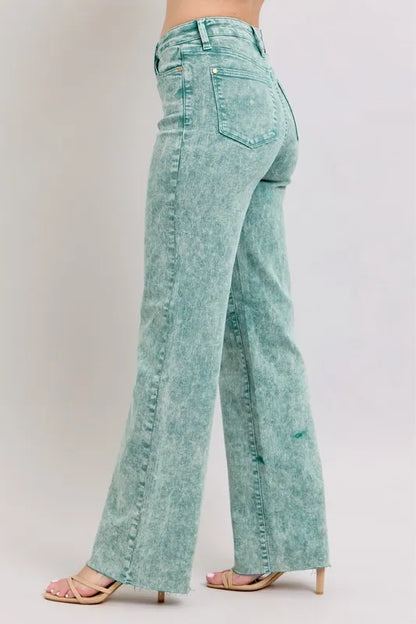 Judy Blue Full Size High Waist Garment Dyed Raw Hem Dad Jean Plus Size Carauana Store