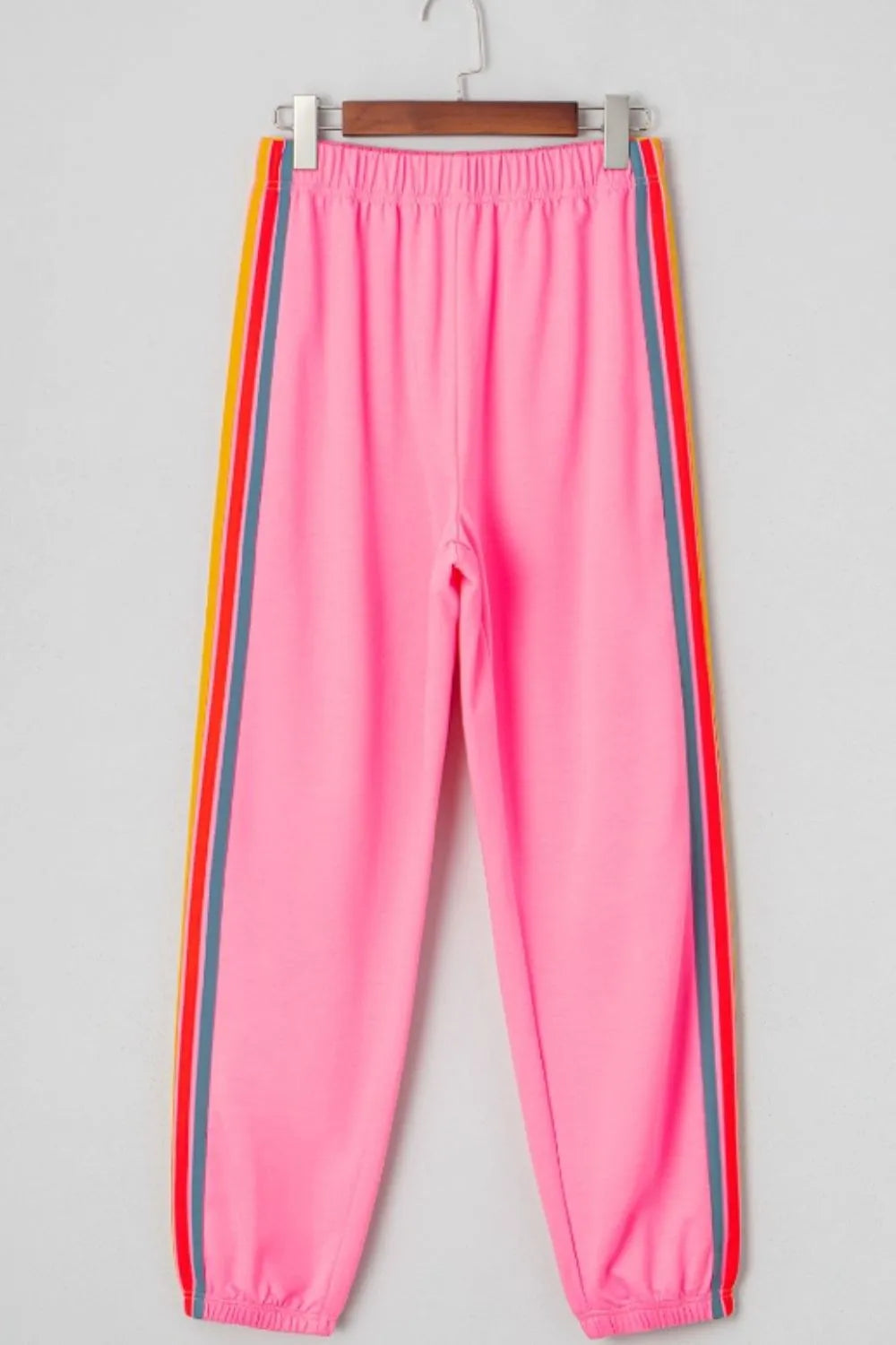 Contrast Striped Elastic Waist Active Pants Carauana Store