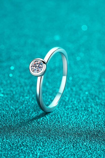 Moissanite Rhodium-Plated Solitaire Ring