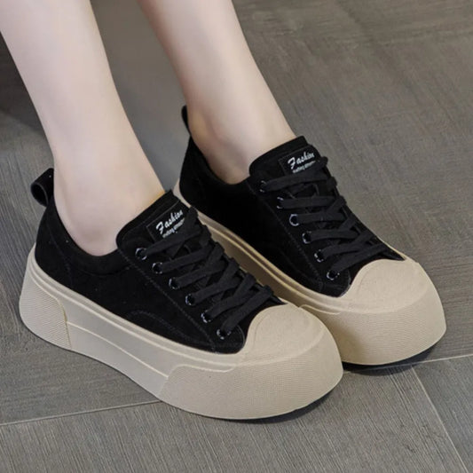 Round Toe Lace Up Platform Sneakers Carauana Store