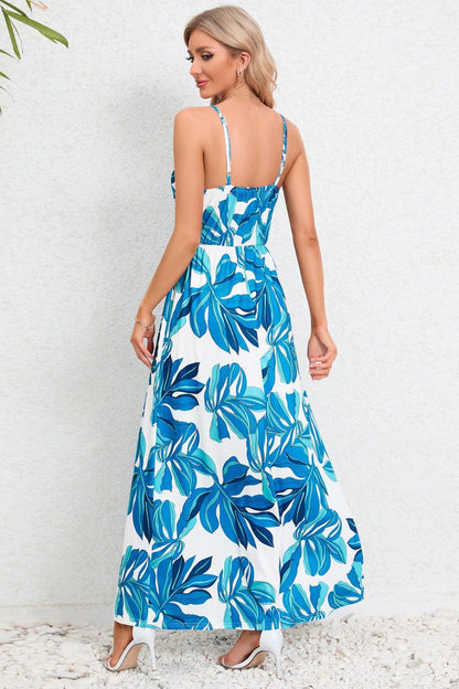 Printed Surplice Maxi Cami Dress