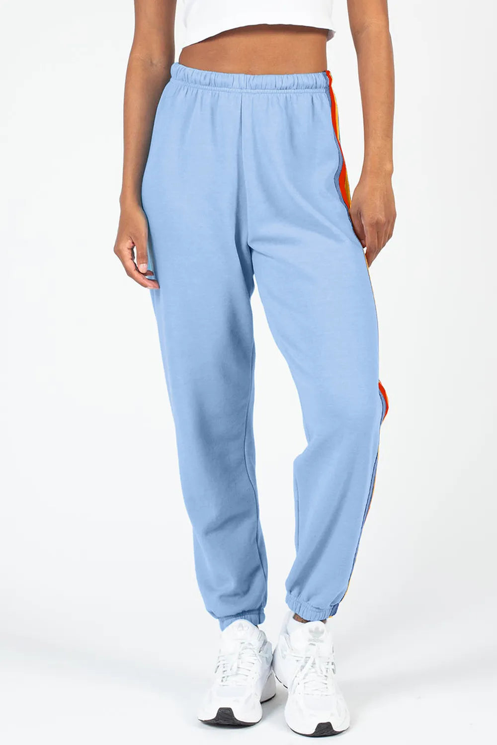 Contrast Striped Elastic Waist Active Pants Carauana Store