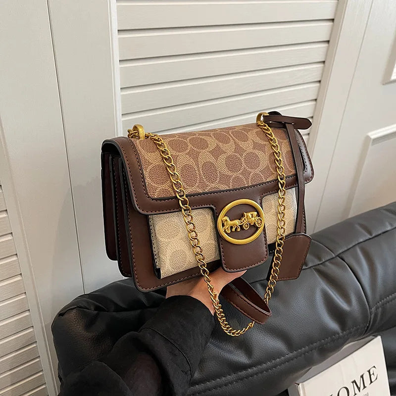 CaRaUaNa iconic Retro Shoulder Bag brown and beige