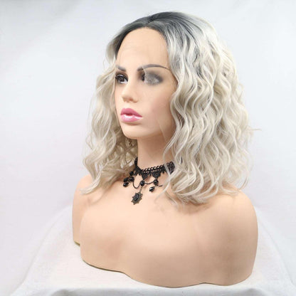 13*3" Lace Front Wigs Synthetic Mid-length Wavy 12" 130% Density