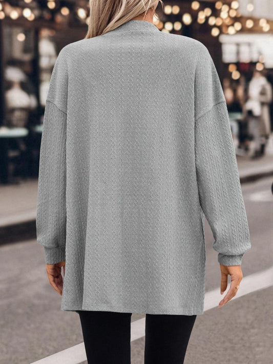 Textured Button Down V-Neck Long Sleeve Cardigan Carauana Store