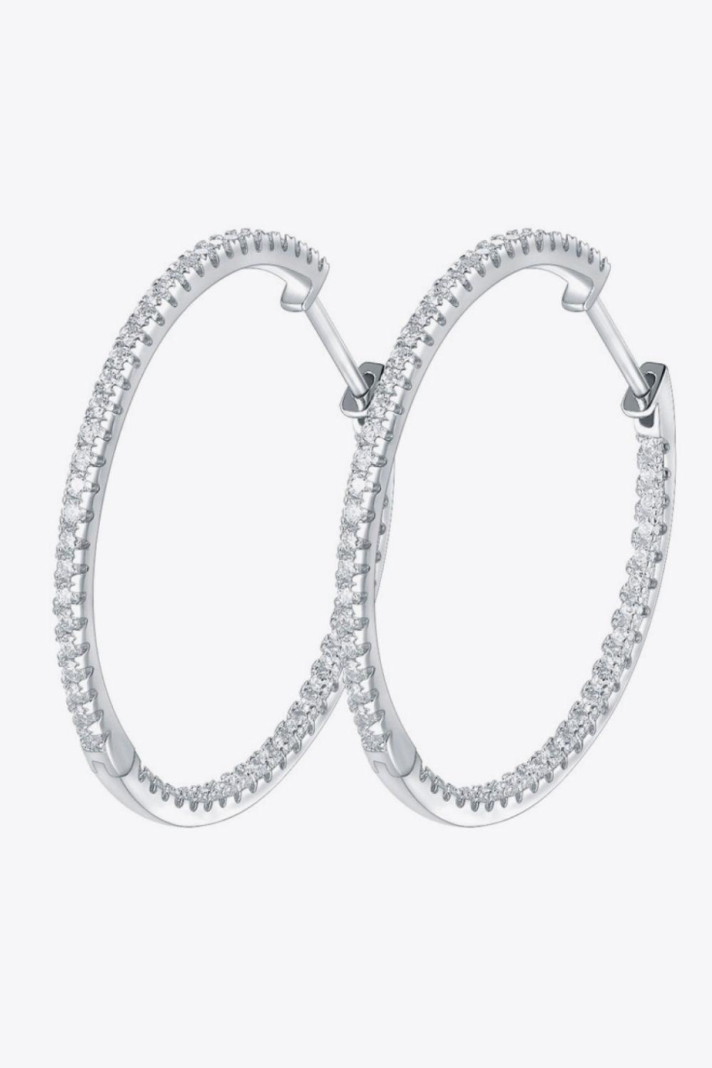 Adored Inlaid Moissanite 925 Sterling Silver Hoop Earrings