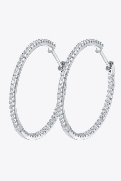 Adored Inlaid Moissanite 925 Sterling Silver Hoop Earrings