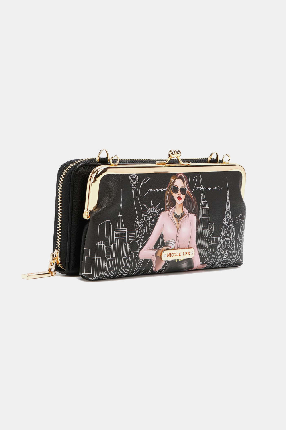 Nicole Lee USA Signature Kiss Lock Crossbody Wallet 