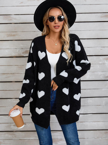 Angel Wings Heart Open Front Long Sleeve Cardigan