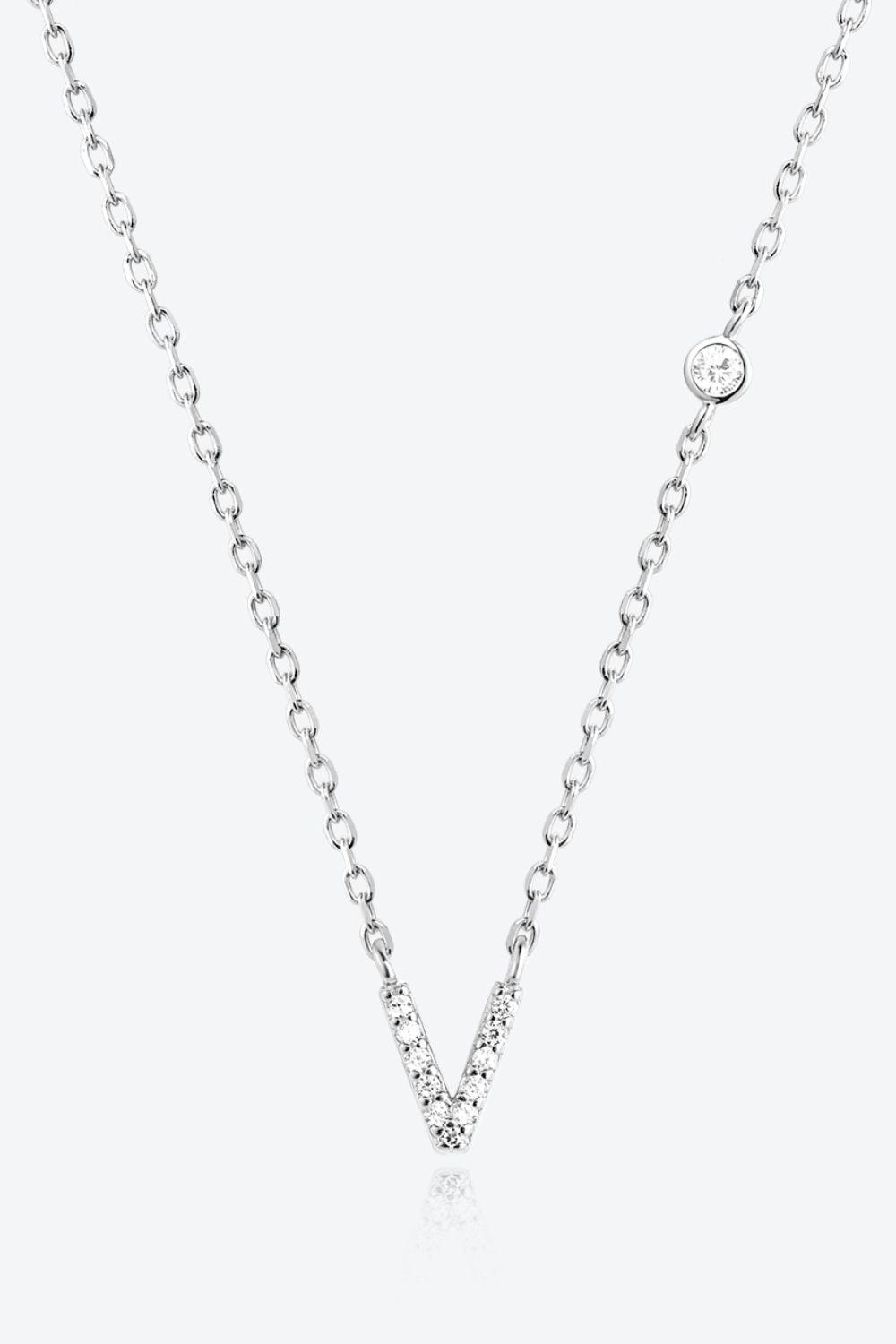 V To Z Zircon 925 Sterling Silver Necklace