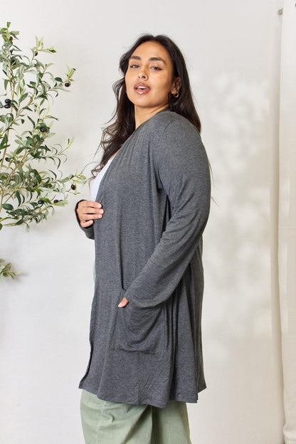 Celeste Full Size Open Front Cardigan with Pockets