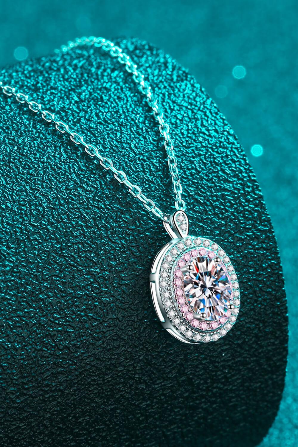 Adored 925 Sterling Silver Rhodium-Plated 1 Carat Moissanite Pendant Necklace