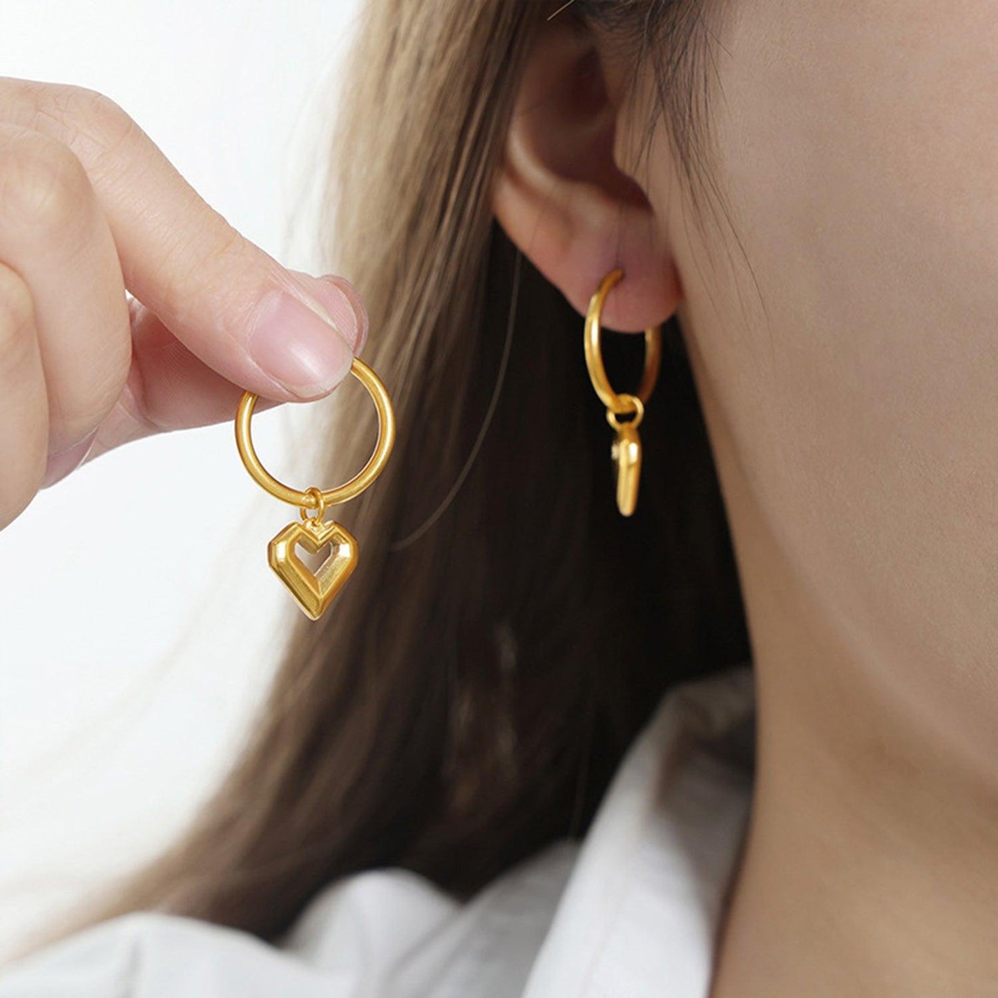 Heart Shape Lapis Lazuli Dangle Earrings