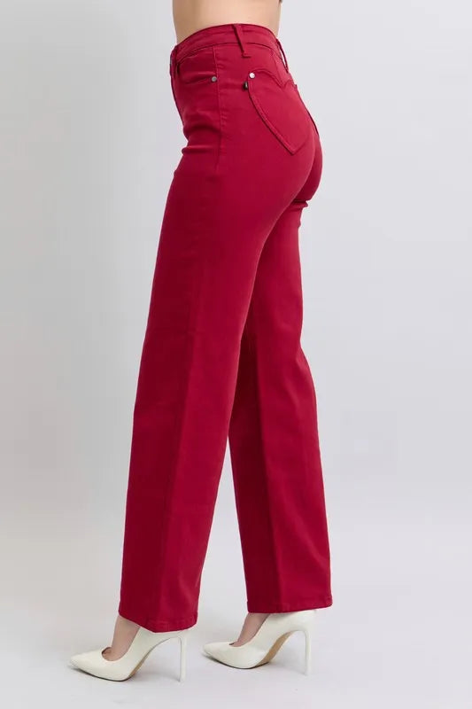 Judy Blue Full Size High Waist Heart Shaped Back Pockets 90's Straight Jeans Plus Size Carauana Store
