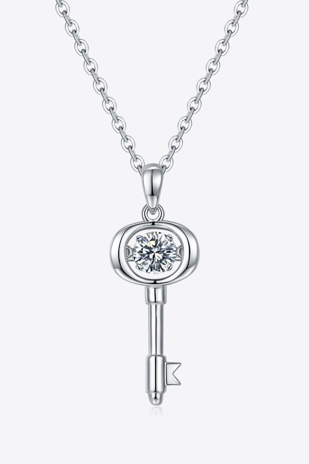 Adored Moissanite Key Pendant Necklace