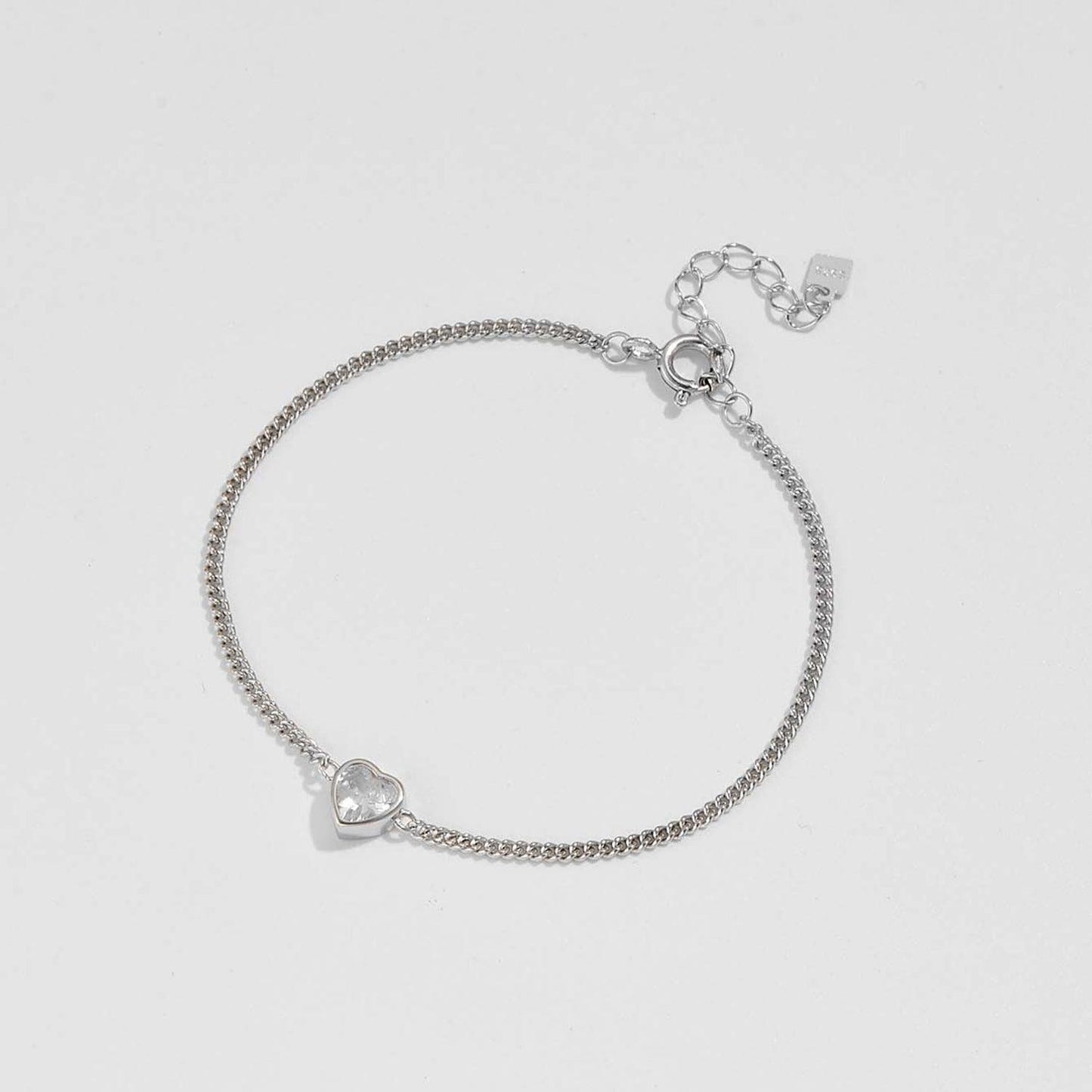 Heart Inlaid Zircon Spring Ring Closure Bracelet