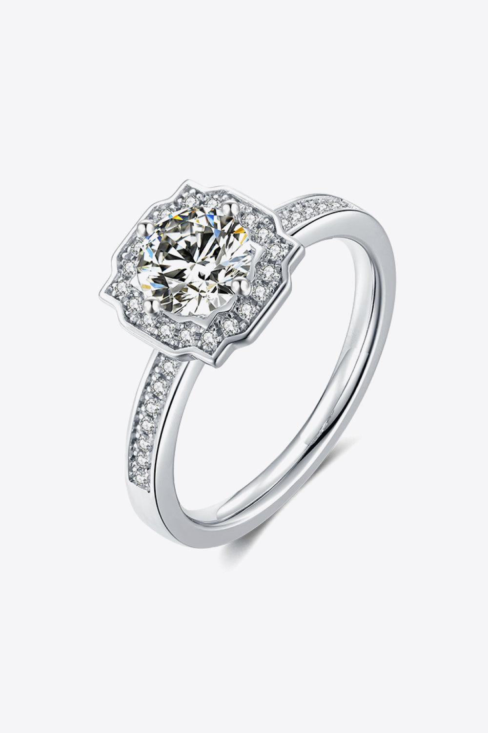 1 Carat Moissanite Platinum-Plated Ring