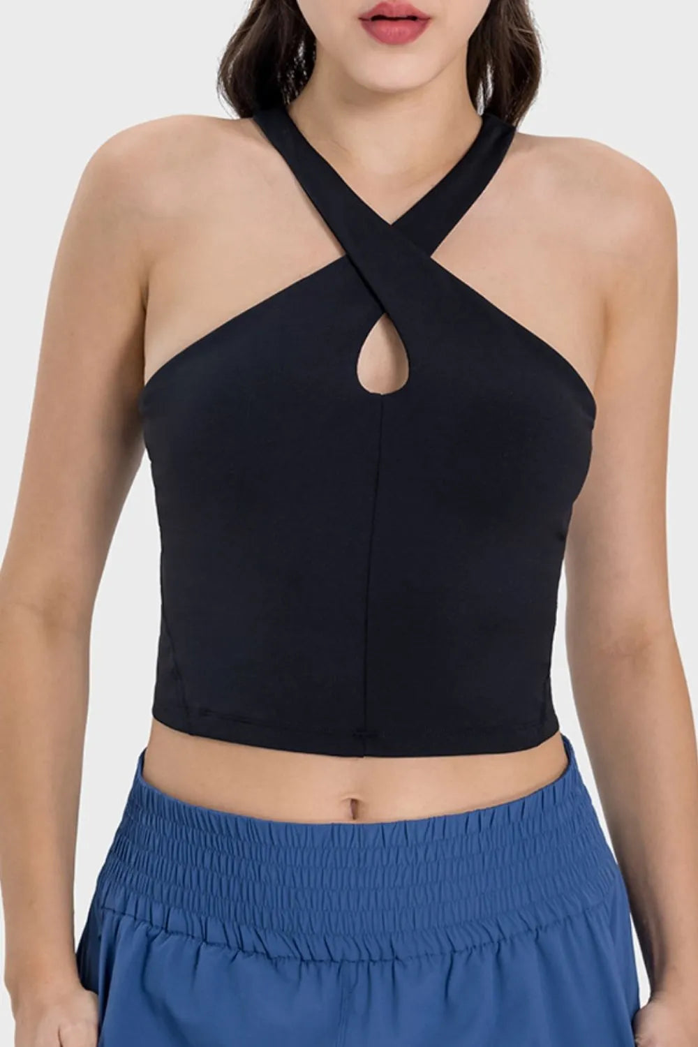 Millennia Crisscross Grecian Neck Active Cami Carauana Store