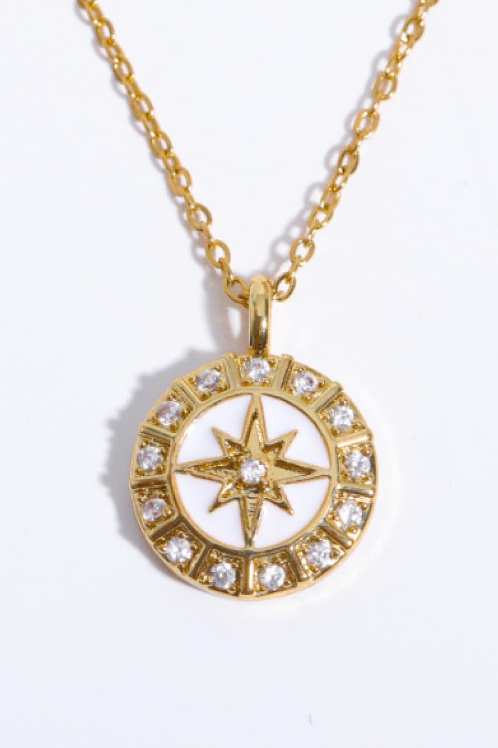 Zircon Decor North Star Pendant Copper Necklace