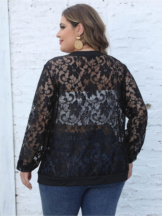 Plus Size Lace Open Front Cardigan Carauana Store