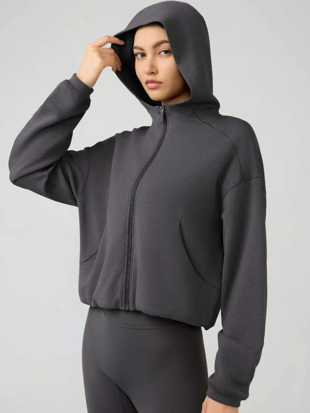 Millennia Zip Up Dropped Shouder Active Hooded Carauana Store