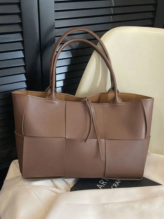 PU Leather Woven Handbag and Clutch Set Carauana Store
