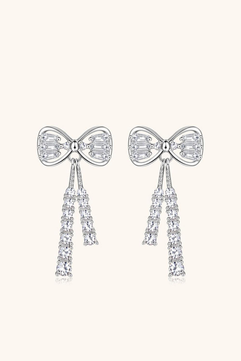 1.12 Carat Moissanite 925 Sterling Silver Bow Earrings