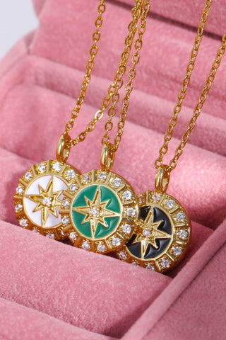 Zircon Decor North Star Pendant Copper Necklace