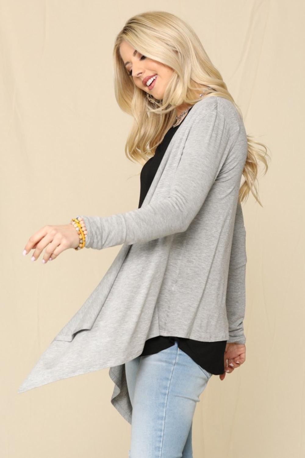 Celeste Full Size Open Front Knit Cardigan