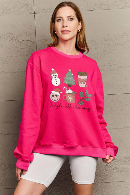 Simply Love Full Size JINGLE ALL THE WAY Long Sleeve Sweatshirt