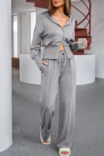 Dropped Shoulder Hoodie and Drawstring Pants Active Set Carauana Store