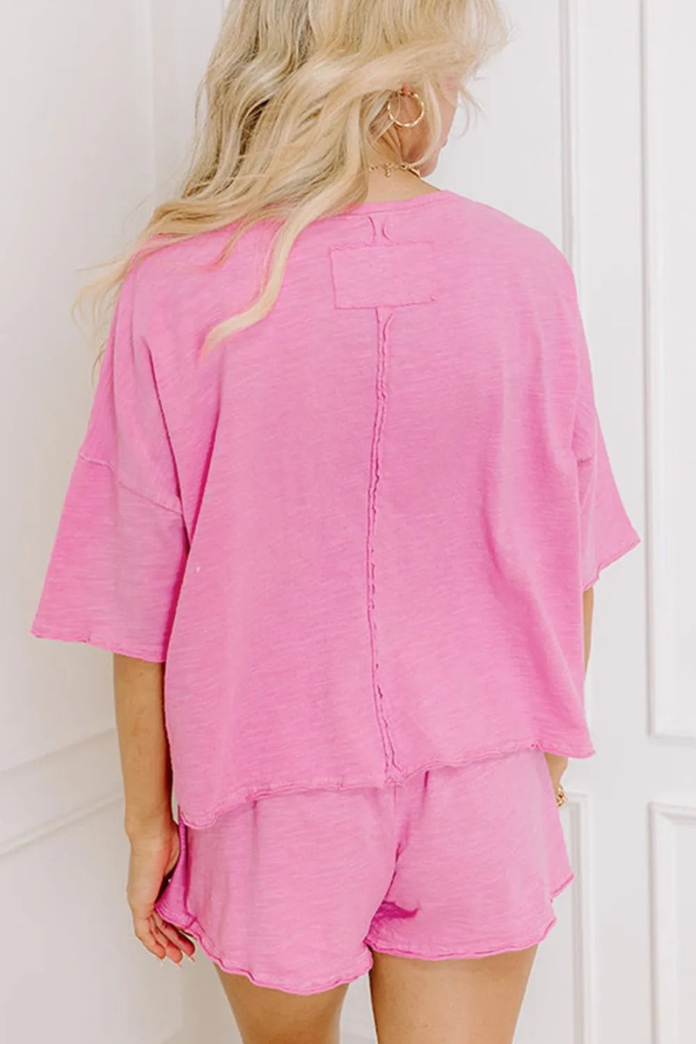 Round Neck Half Sleeve Top and Shorts Set Carauana Store