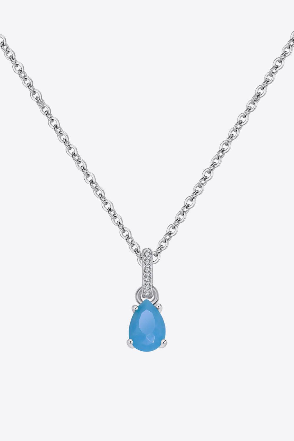 Teardrop Turquoise 4-Prong Pendant Necklace