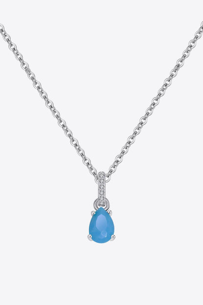 Teardrop Turquoise 4-Prong Pendant Necklace