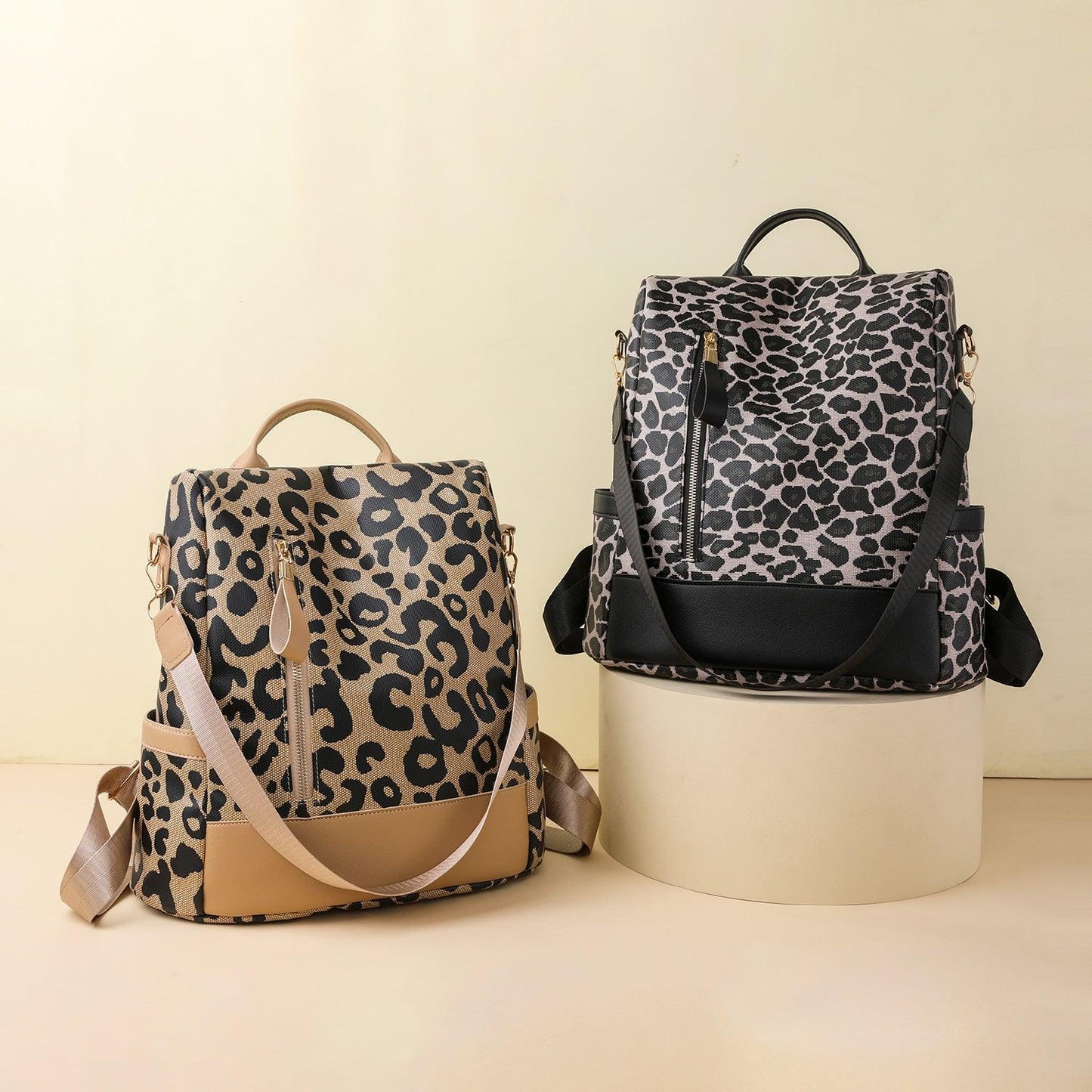 Leopard PU Leather Backpack Bag