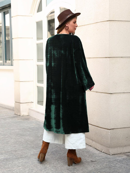 Plus Size Printed Open Front Long Sleeve Cardigan Carauana Store