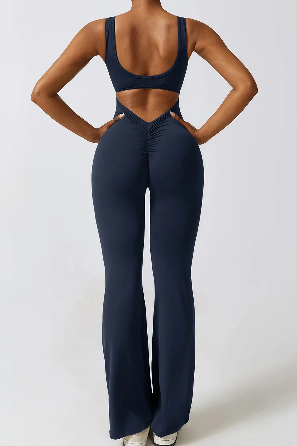 Basic Bae Cutout Ruched Bootcut Sleeveless Active Jumpsuit Carauana Store