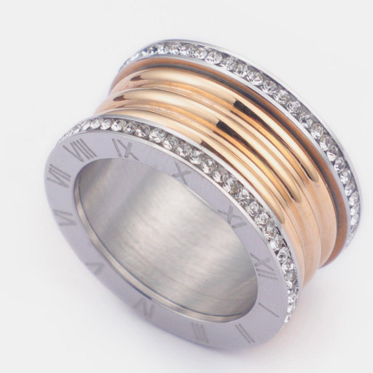 Inlaid Zircon Stainless Steel Ring