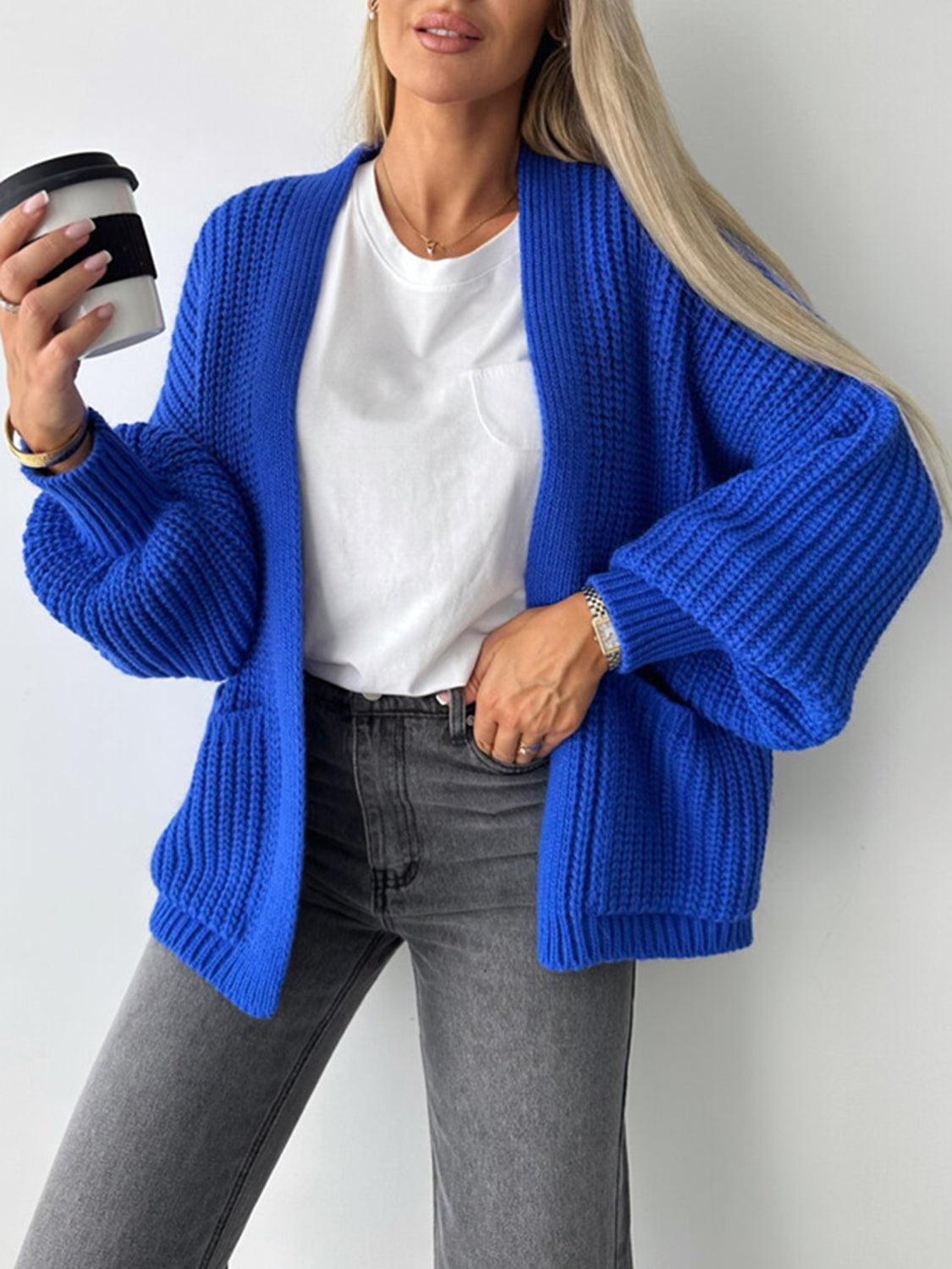 Open Front Dropped Shoulder Cardigan