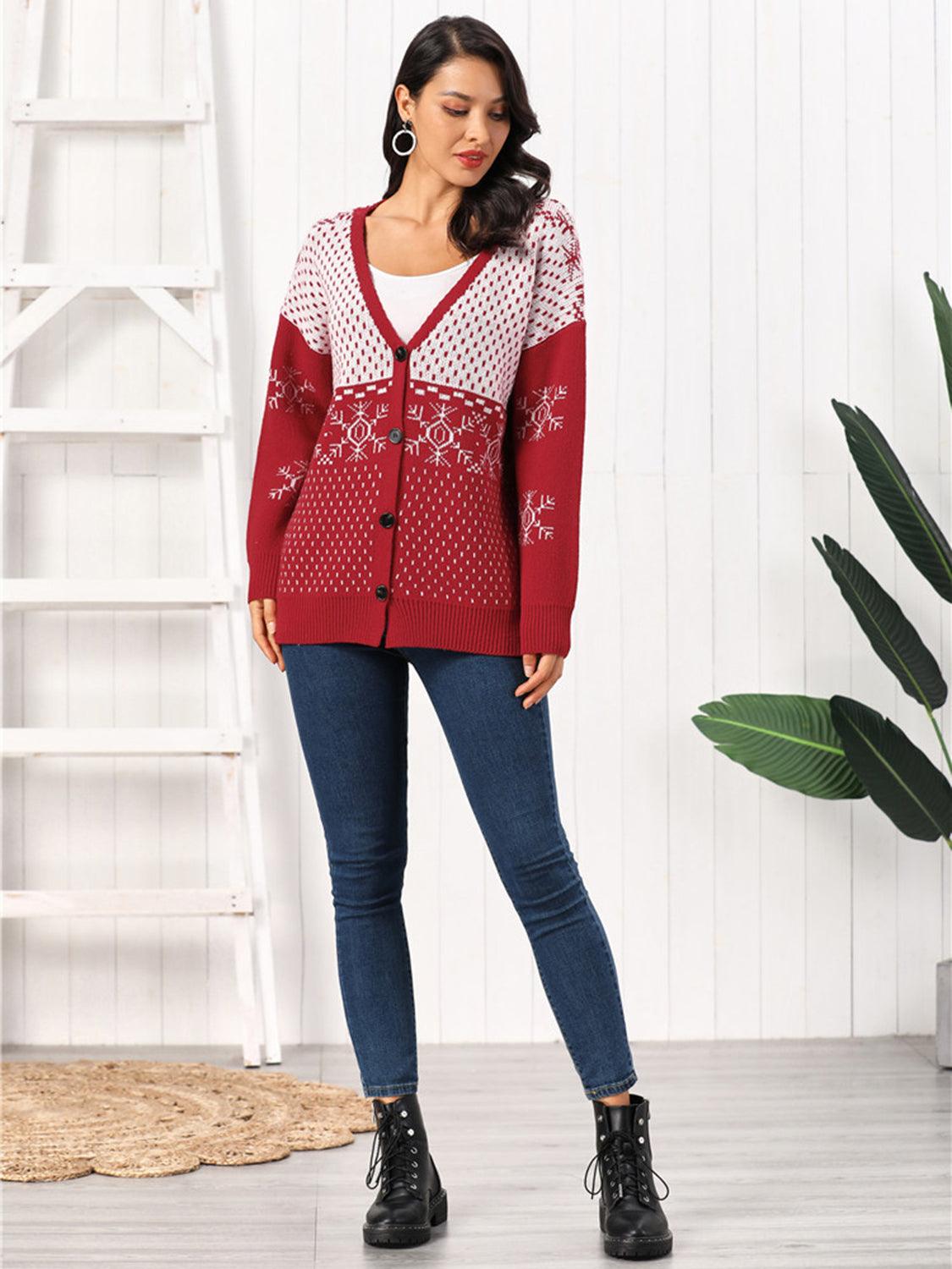 Snowflake Button Down Cardigan