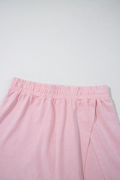 Mineral Wash Cotton Tank Top and Slit Skort Set Carauana Store