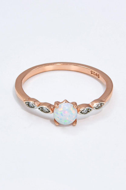 Opal Contrast Platinum-Plated Ring