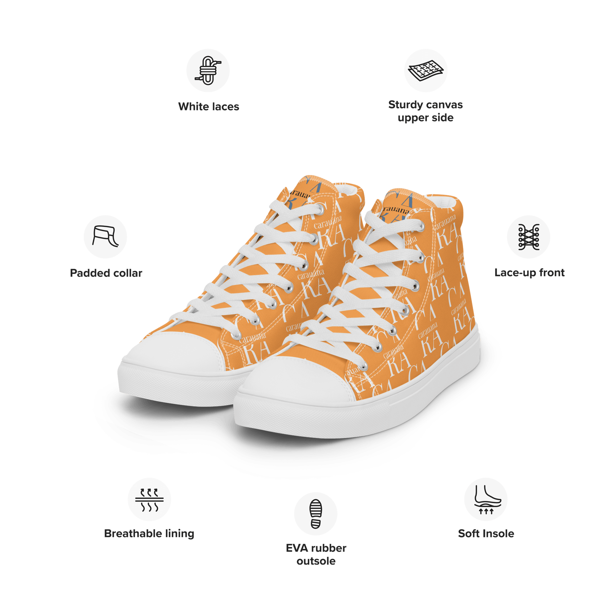 CARAUANA Hip Hop canvas shoes Orange Branded Carauana Store