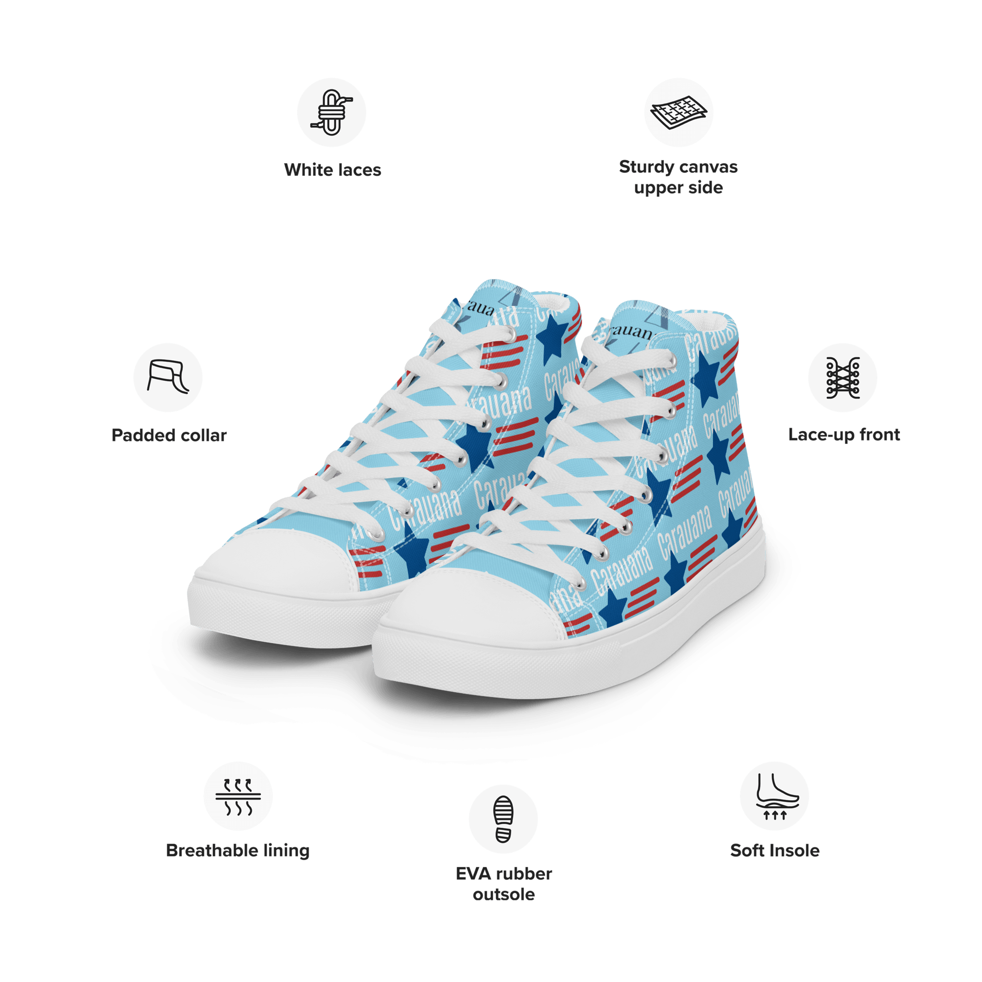 CARAUANA Hip Hop canvas shoes sky blue USA Carauana Store